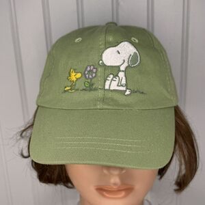 Snoopy Baseball Cap Embroidered Peanuts Hat Youth Junior Woodstock Bird Green